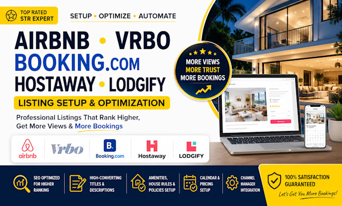 setup airbnb listing vrbo booking com hostaway and lodgify listing