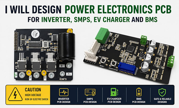 design efficient power electronics pcb for motor driver and battery
