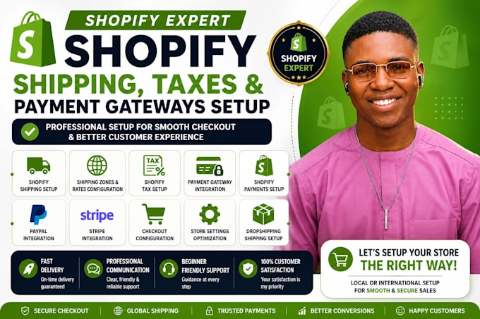 help setup shopify shipping taxes and payment gateways professionally