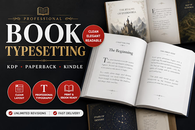 do professional book typesetting and interior formatting clean layout publishing