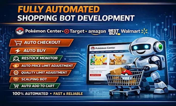 develop shopee bot, purchase bot, flipkart bot, costco bot, auto checkout bot