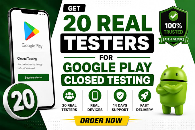 provide 20 real testers for google play closed testing