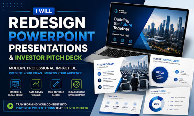 redesign powerpoint presentation and investor pitch deck