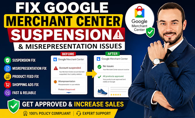 fix google merchant center suspension merchant center misrepresentation issues