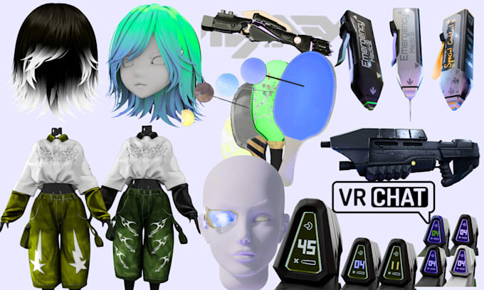 fit, edit, rig or create vrchat outfit, weapon, assets, props and accessories
