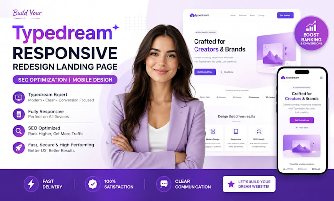build typedream responsive redesign landing page SEO optimization mobile design