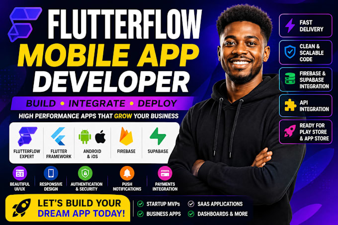 develop a flutterflow mobile app for android and ios