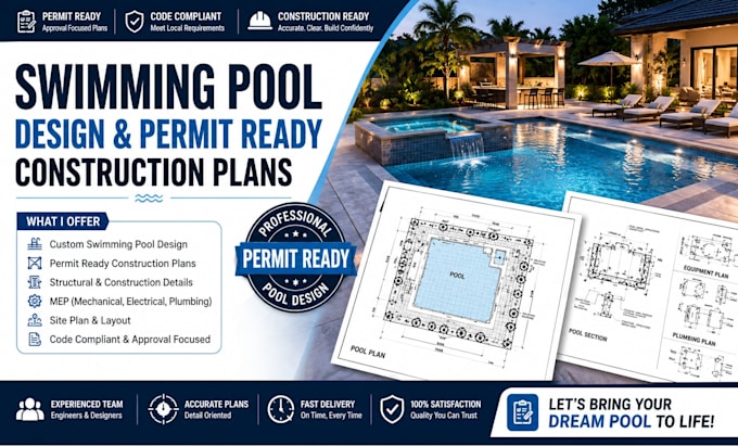 draw pool site plan for pool permit drawings swimming pool mep design