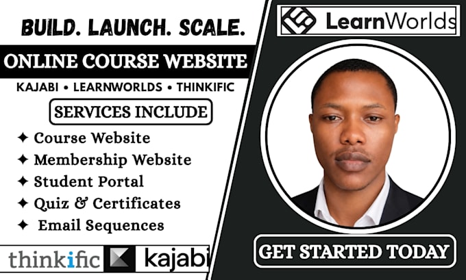 build and setup your online course website on kajabi, learnworlds or thinkifc