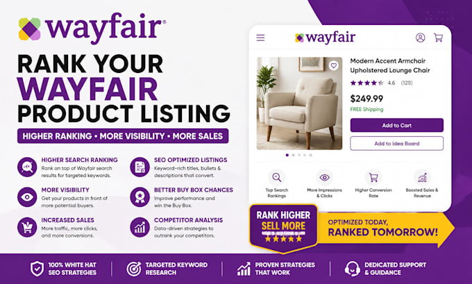 create and optimize product listing on wayfair account