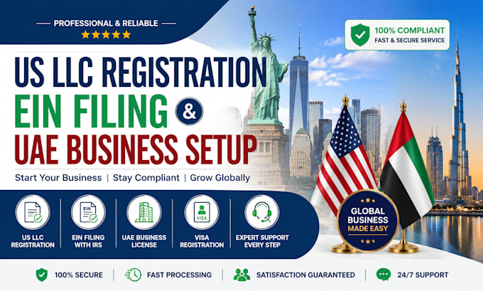 do US llc registration, ein filing, and uae company setup