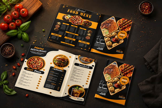 make elegant hotel menu card and restaurant flyer