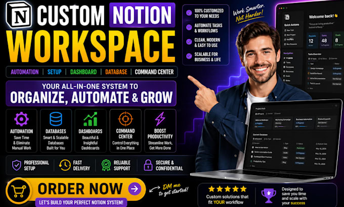 custom notion workspace automation setup dashboard database and command center