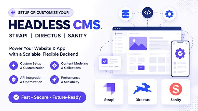 setup or customize headless cms, strapi, directus, sanity for your website