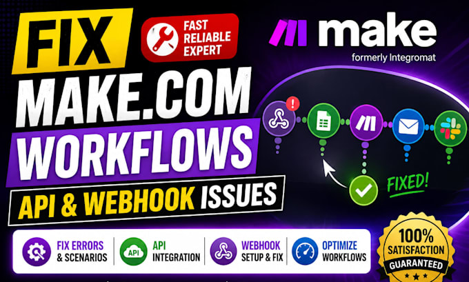 fix make com automation workflows API and webhook issues