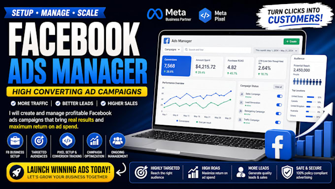 set up facebook ads manager and high converting fb ad campaigns