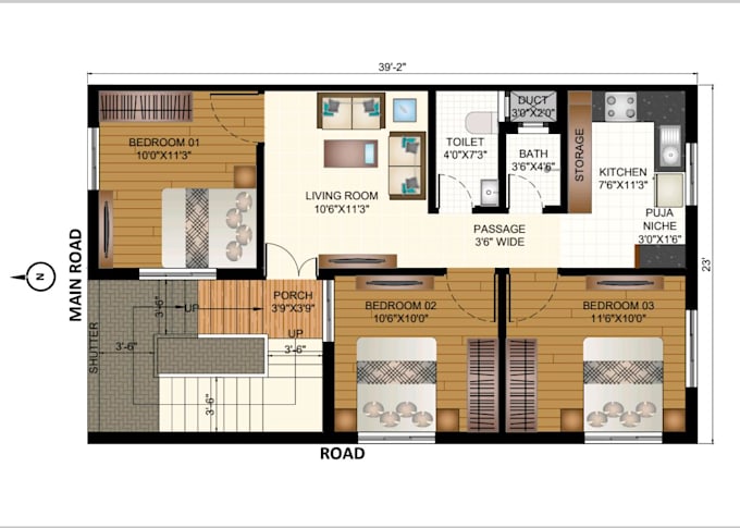 redraw a 2d architectural floor plan blueprint and autocad