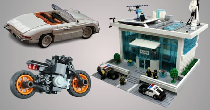 do 3d lego model, house, minifigure, bike with xml part list, pdf instructions