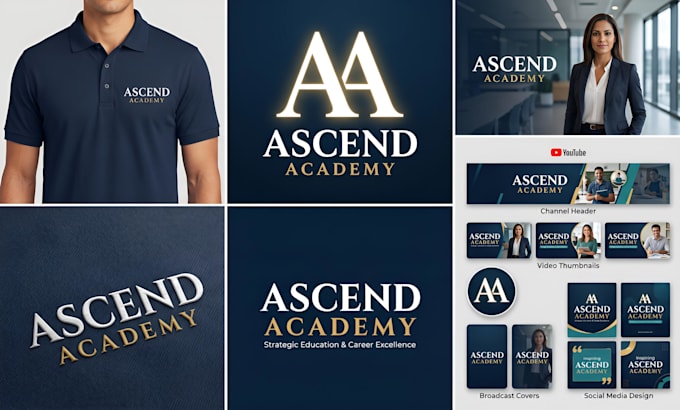 design youtube banner visual identity branding kit, broadcast channel makeover