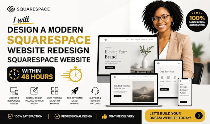 design a modern squarespace website redesign squarespace website within 48 hours