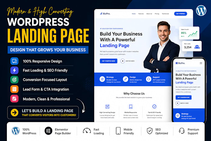 design a wordpress landing page using elementor