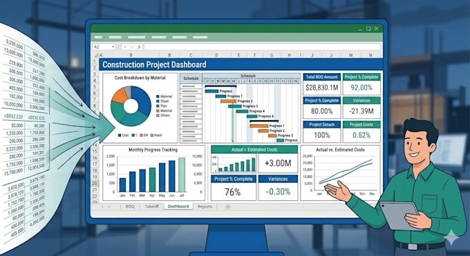 create construction boq and quantity takeoff excel sheets