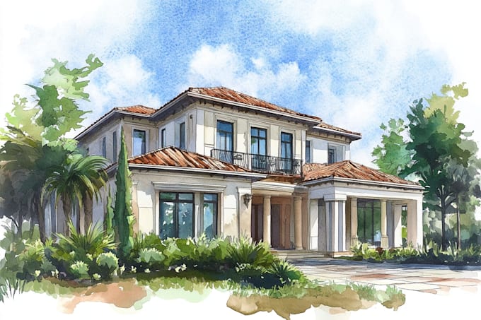 make watercolor house portrait