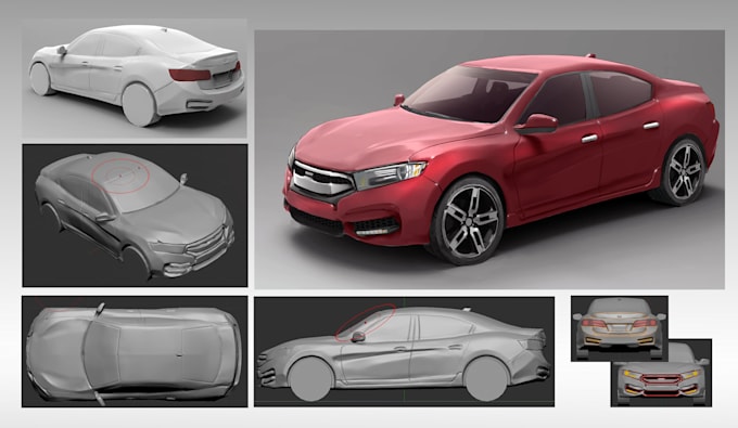 realistic 3d car model and automotive render in blender