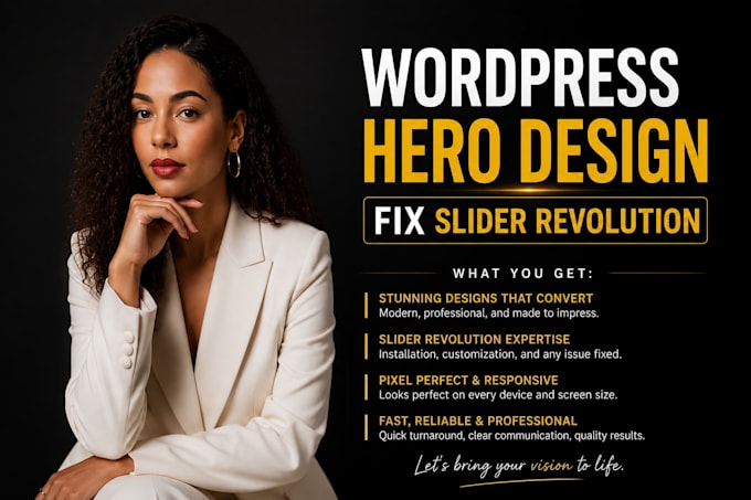 fix slider revolution errors or design responsive wordpress hero section