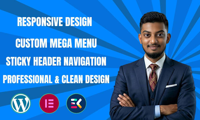 create wordpress elementor header footer and mega menu