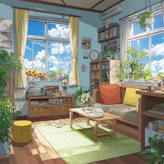 draw anime background interior, landscape for vtuber,