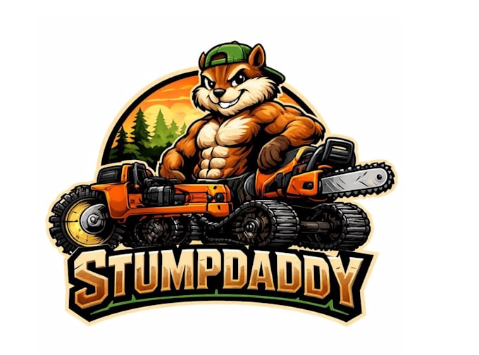 make vector cartoon stump grinding logo