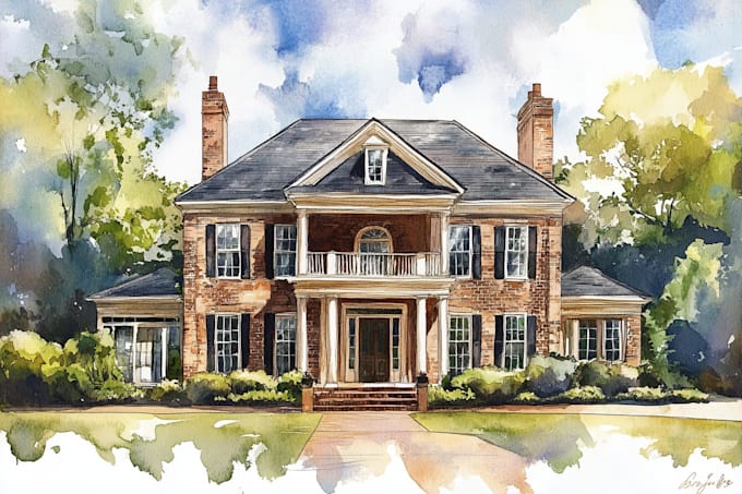paint watercolor house portrait
