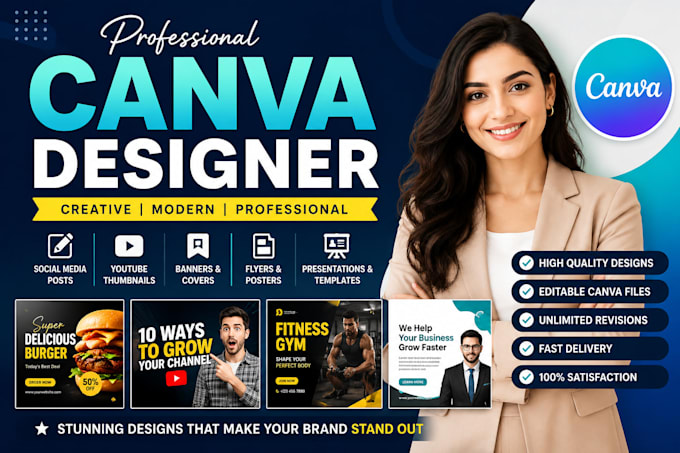 design canva flyers, thumbnails, posters, and banners