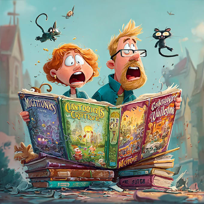design a cartoon book cover art