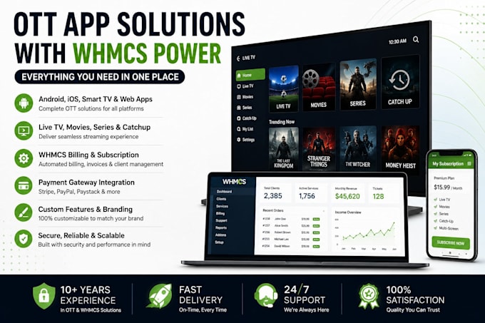 setup ott apps with whmcs integration and billing automation