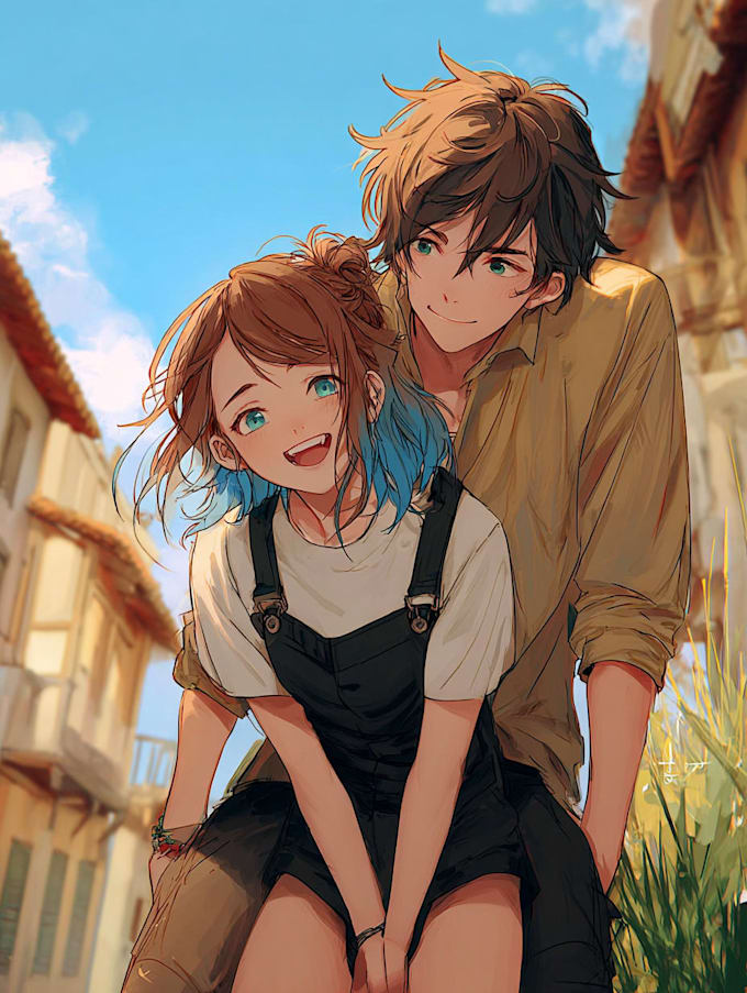 character art in simple colored and rough anime style