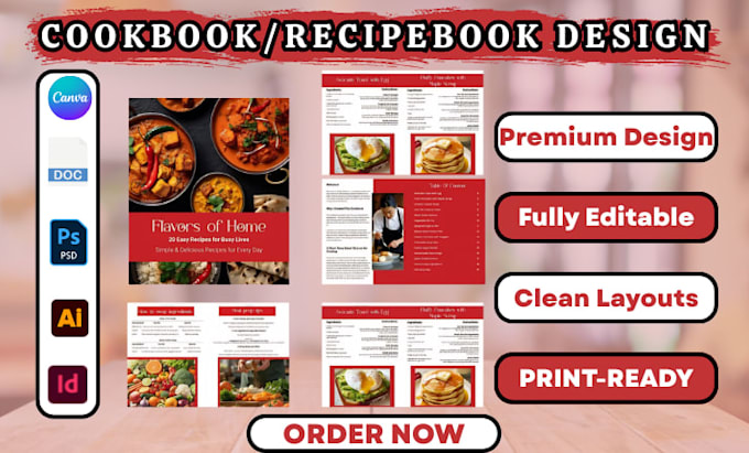 do cookbook design, recipe book formatting, and KDP layout