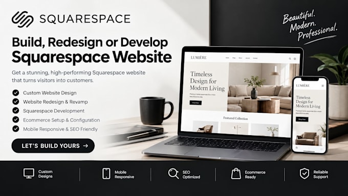 build squarespace website, design, redesign or develop squarespace website