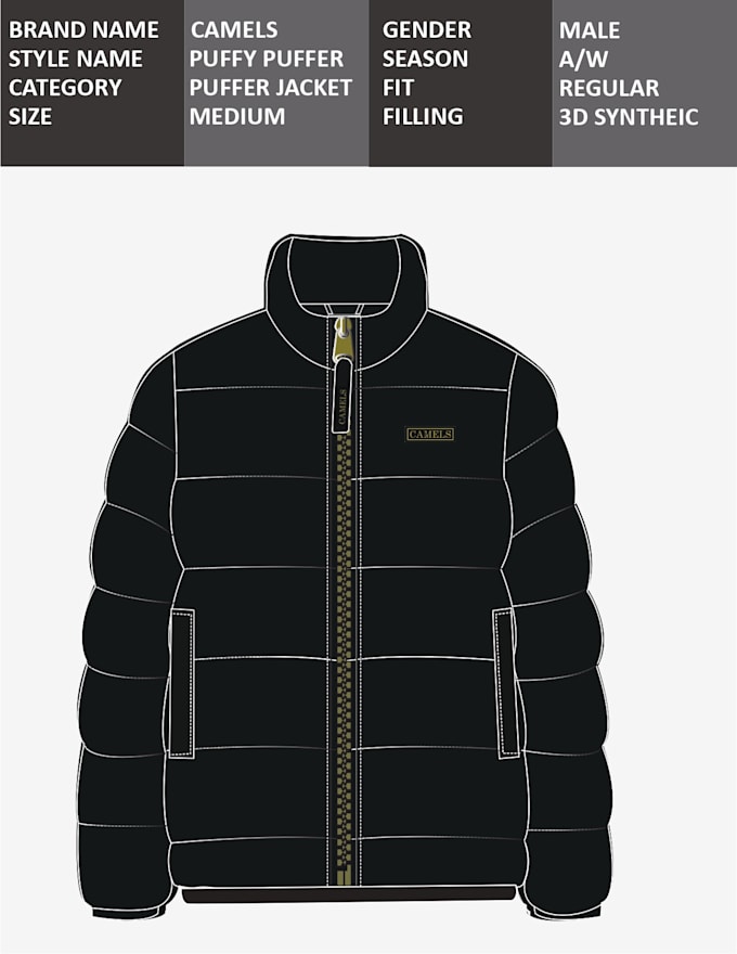 create apparel tech packs and technical sketches