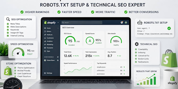 fix shopify complect technical SEO, robots txt and store optimization