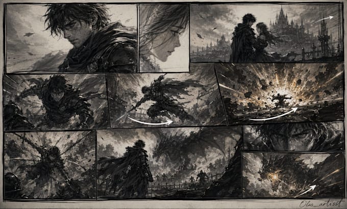 create professional game storyboard sequences and scenes