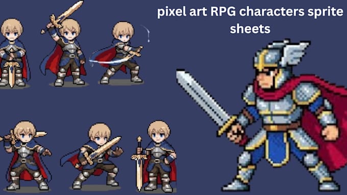 create custom retro pixel art rpg character sprites rpg game art sprite sheets