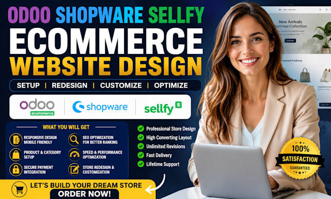 odoo ecommerce shopware sellfy website design store setup redesign customize