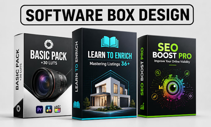 design professional software box mockup and box packaging