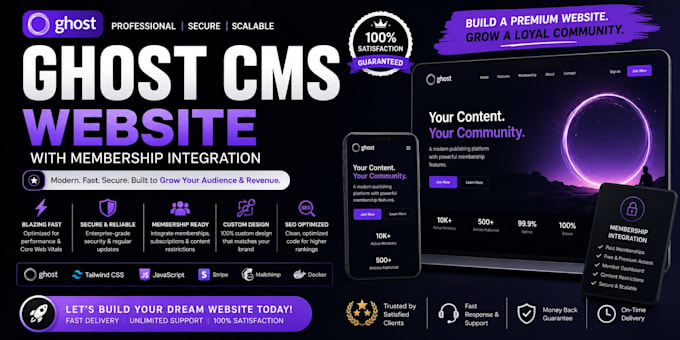 design and develop a custom ghost cms website with membership integration