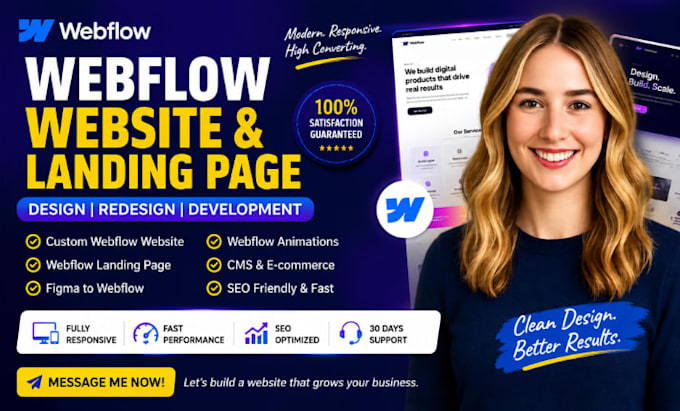 design webflow website and webflow landing page as a webflow developer