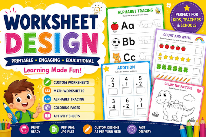 create printable kids worksheets and activity pages