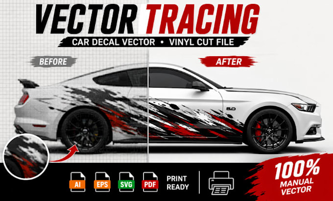 vector tracing for vehicle wrap, car decal vector, vinyl cut file
