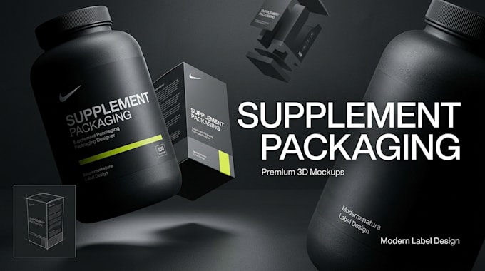 design premium supplement packaging with realistic 3d mockups